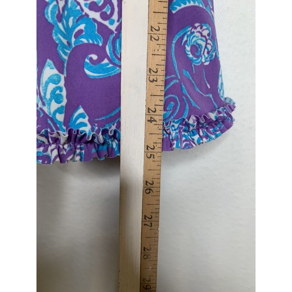 Lands End Girls Ruffle Bodice Tankini Top Wild Violet Tropical Floral Size 10 - Picture 7 of 10